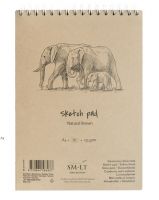 Blok do rysowania SMLT Natural Brown - Słonie - A4 spirala - 80 ark
