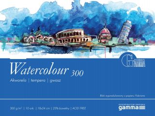 Blok Watercolour 300 g, 10 ark Gamma - 18 x 24 cm