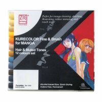 Zestaw markerów Kurecolor Fine & Brush for Manga - Hair & Muted Tones 12 szt