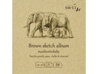 Blok do rysowania SMLT Natural Brown - Słonie - 9 x 9 cm